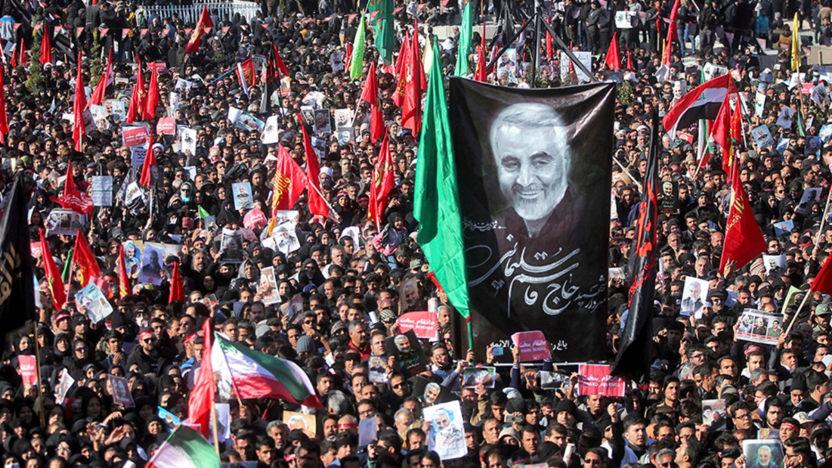 The leader of Iran's Revolutionary Guard threatened on Tuesday to "set ablaze" places supported by the United States over the killing of Gen. Qassem Soleimani last week. (AP/Tasnim News Agency)