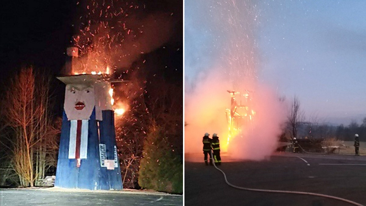 Slovenian police are searching for the suspected arsonists. (Municipality of Moravce via AP)
