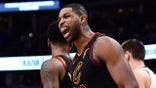 Jan 11, 2020; Denver, Colorado, USA; Cleveland Cavaliers center Tristan Thompson (13) reacts in the second half against the Denver Nuggets at the Pepsi Center. Mandatory Credit: Ron Chenoy-USA TODAY Sports - 13898940