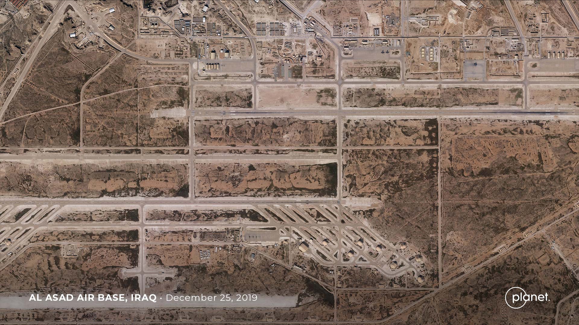 The view of the al-Asad Air Base in Iraq on Dec. 25, 2019.