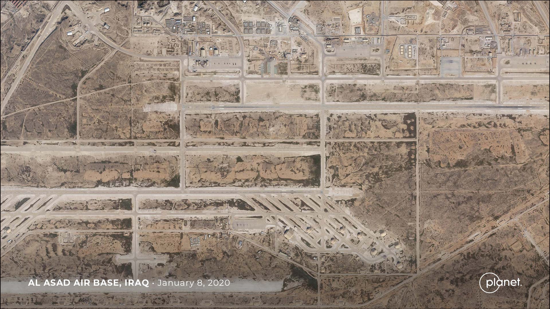 The view of the al-Asad Air Base in Iraq on Jan. 8, 2020.