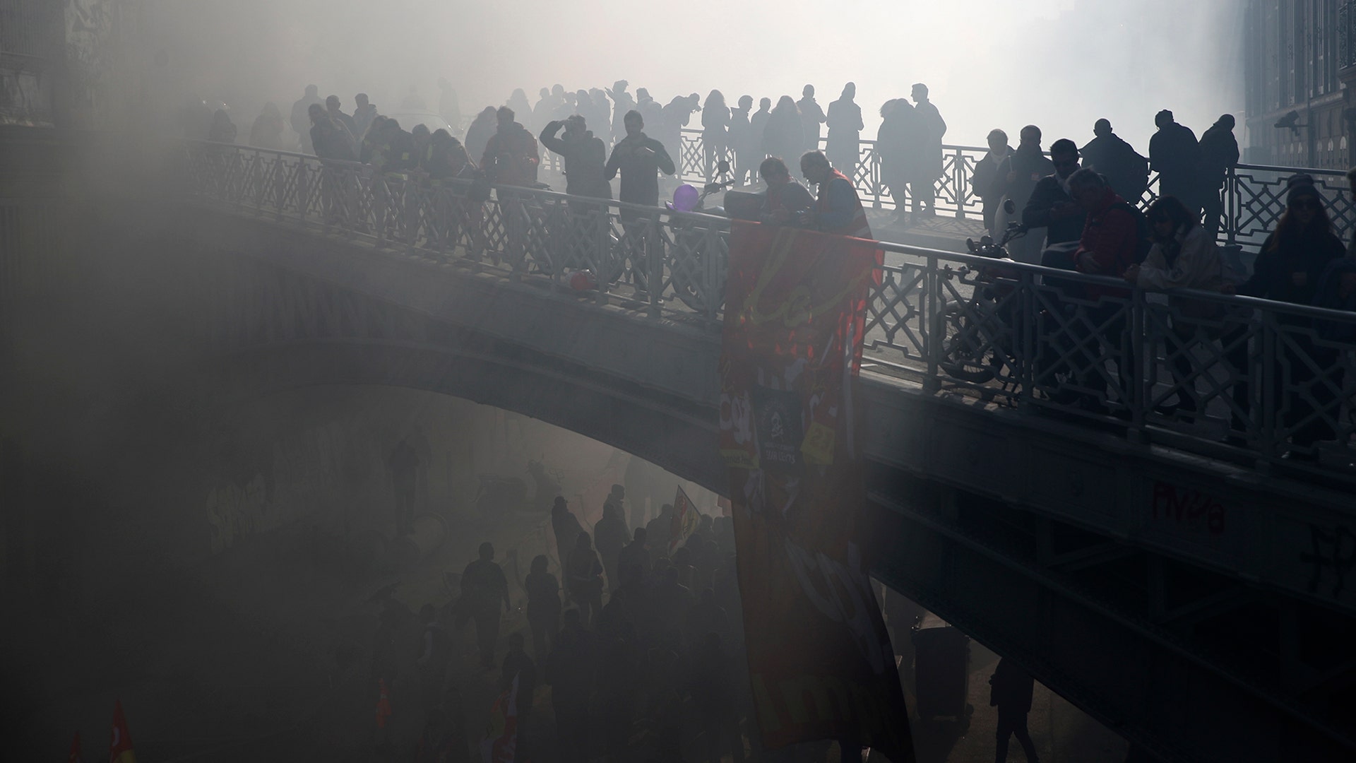 Strikers march during a demonstration in Marseille, France, Jan. 9, 2020.