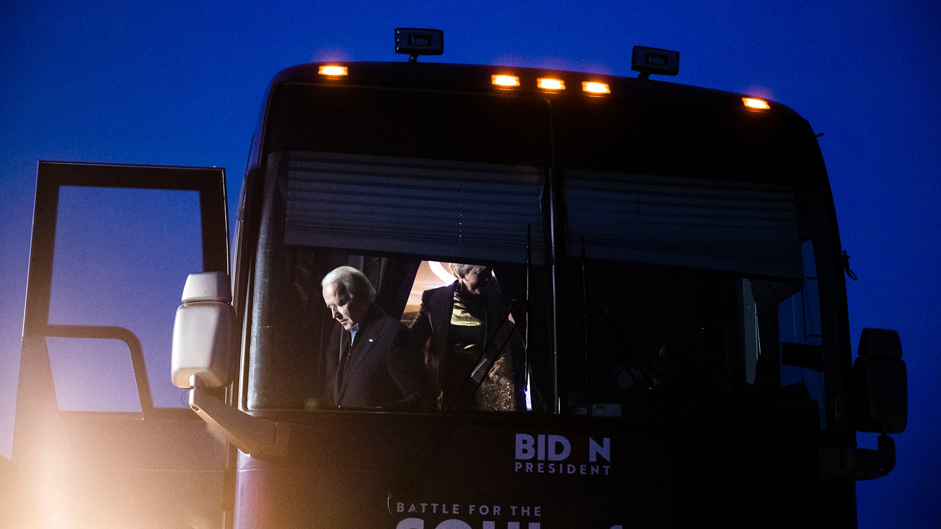 Democratic presidential candidate Joe Biden arrives for a campaign event in Clinton, Iowa, Jan. 28, 2020.