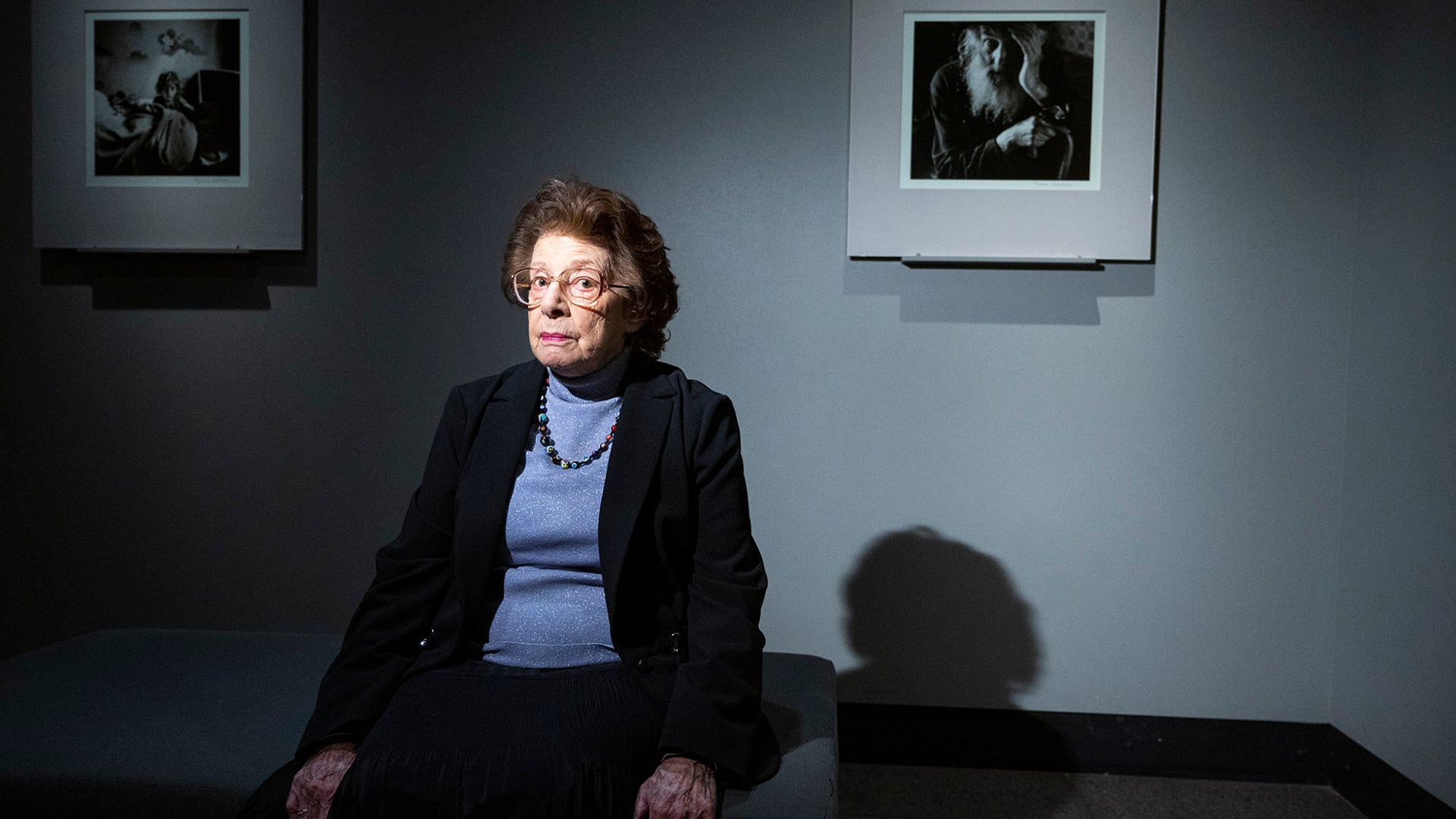 Auschwitz survivor Agi Geva poses for a photo at the Holocaust Memorial Museum in Washington, D.C., on Jan. 16, 2020, ahead of commemorations marking the 75th anniversary of the liberation of Auschwitz by the Soviet army.