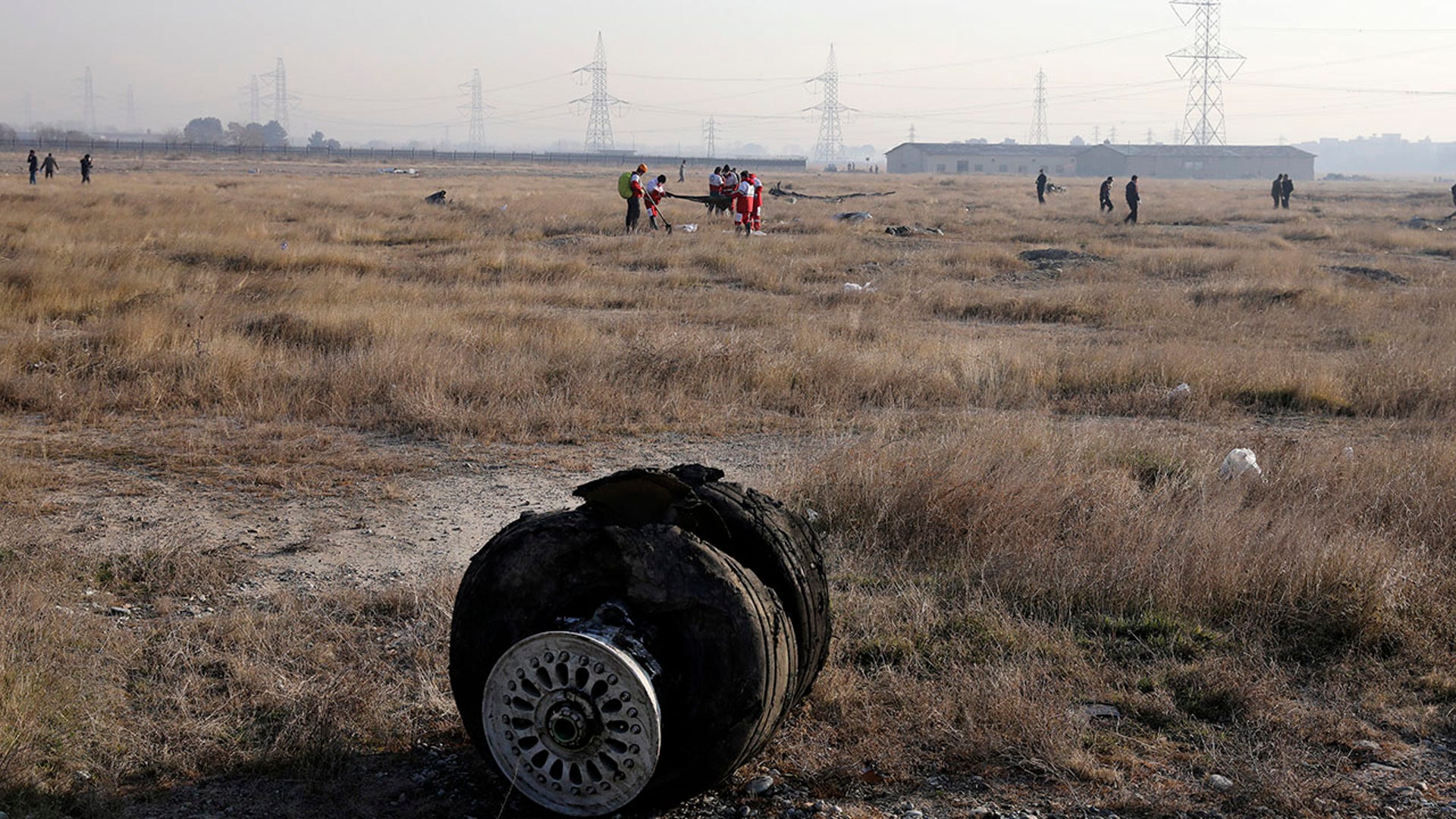 Debris littered the field near Shahedshahr, southwest of the capital Tehran.