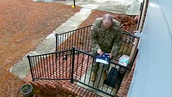 Video shows soldier folding American flag that came down in storm at stranger's house