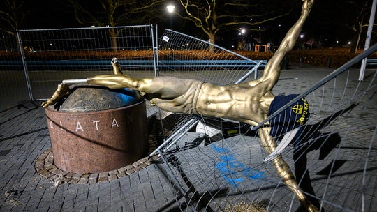 Statue of Zlatan Ibrahimovic overturned in Malmo