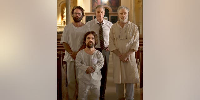 Clockwise: Leon (Walton Goggins), Dr. Stone (Richard Gere), Clyde (Bradley Whitford), Joseph (Peter Dinklage)