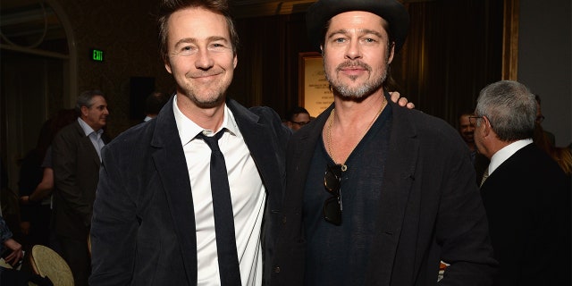 Edward Norton and Brad Pitt attend the 15th Annual AFI Awards at Four Seasons Hotel Los Angeles at Beverly Hills on January 9, 2015 in Beverly Hills, California. (Photo by Michael Kovac/Getty Images for AFI)