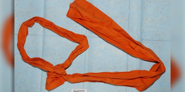 A noose made out of a prison sheet that was found inside Epstein's cell.