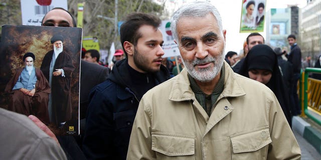 In this Thursday, Feb. 11, 2016, file photo, Qassem Soleimani, commander of Iran's Quds Force, attends an annual rally commemorating the anniversary of the 1979 Islamic revolution, in Tehran, Iran. Iraqi TV and three Iraqi officials said Friday, Jan. 3, 2020, that Gen. Qassem Soleimani, the head of Iran’s elite Quds Force, has been killed in an airstrike at Baghdad’s international airport. (AP Photo/Ebrahim Noroozi, File)