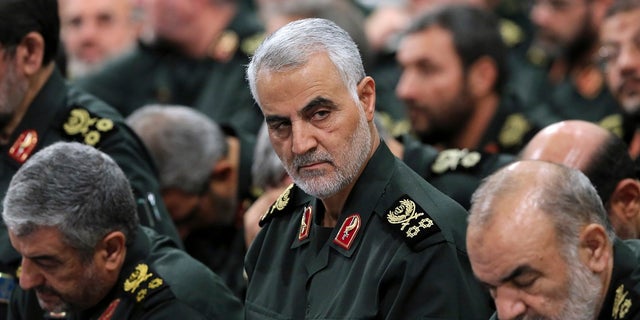 Revolutionary Guard Gen. Qassem Soleimani, center, attends a meeting in Tehran, Iran. Iraqi TV and three Iraqi officials said Friday that Soleimani, the head of Iran’s elite Quds Force, has been killed in an airstrike at Baghdad’s international airport. (Office of the Iranian Supreme Leader via G3 Box News, File)