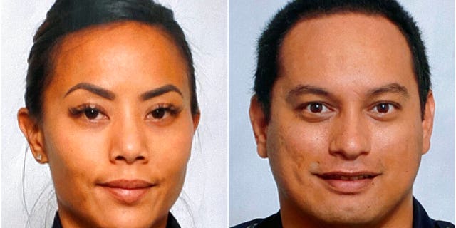 This undated photo provided by the Honolulu Police Department shows Officers Tiffany Enriquez, left, and Kaulike Kalama. Enriquez and Kalama were killed Sunday, Jan. 19, 2020, while responding to a call.