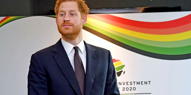 Britain's Prince Harry attends the UK Africa Investment Summit in London, Monday Jan. 20, 2020. 