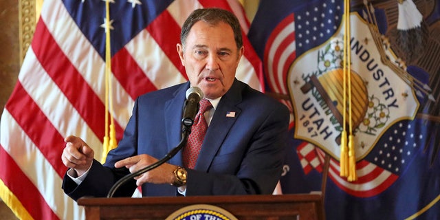 Sept. 12, 2018: Utah Gov. Gary Herbert speaks during a news conference at the Utah State Capitol, in Salt Lake City. The discredited practice of conversion therapy for LGBTQ children is now banned in Utah, making it the 19th state and one of the most conservative to prohibit it. Herbert took the unusual step of calling on regulators after a proposed law was derailed by changes made by conservative lawmakers. (AP Photo/Rick Bowmer, File)