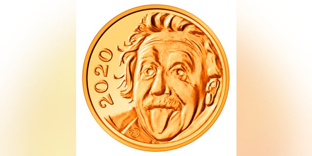 This undated image provided by Swissmint shows a gold coin with the face of Albert Einstein on the image side. State-owned Swissmint said Thursday that the 0.12-inches gold coin is the smallest in the world. (Handout Swissmint/Benjamin Zurbriggen via AP)