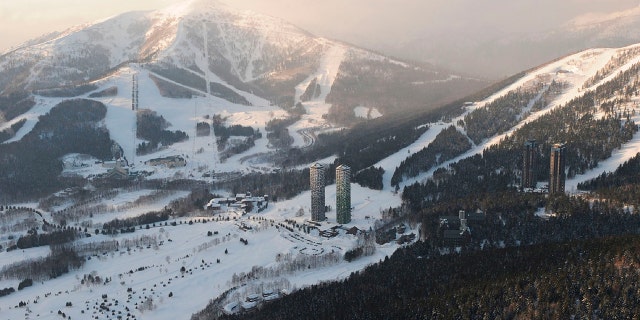 This Feb. 10, 2009, aerial photo shows the Tomamu ski resort in Shimukappu village, central Hokkaido, northern Japan. An avalanche occurred at the ski resort on Thursday, Jan. 30, 2020, hitting a group of eight foreign skiers. (Kyodo News via AP)