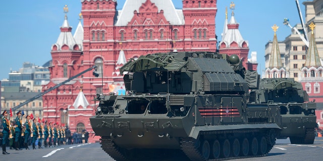 A TOR-M2/SA-15 Gauntlet tactical surface-to-air missile system -- similar to the one the U.S. believes mistakenly shot down a Ukrainian passenger plane in Iran Wednesday -- is seen in Moscow.