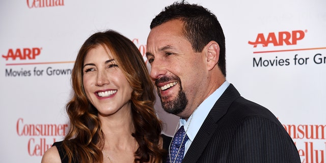 Adam Sandler and Jackie Sandler arrive at AARP The Magazine's 19th Annual Movies For Grownups Awards at the Beverly Wilshire, A Four Seasons Hotel on January 11 in Beverly Hills, Calif.