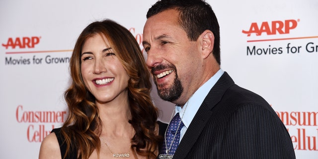 Adam Sandler and Jackie Sandler arrive at AARP The Magazine's 19th Annual Movies For Grownups Awards at the Beverly Wilshire, A Four Seasons Hotel on January 11 in Beverly Hills, Calif.