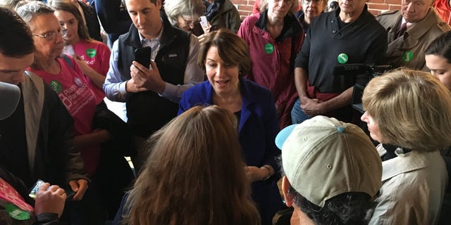 Democratic presidential candidate Sen. Amy Klobuchar of Minnesota campaigns in Concord, NH in October 2019
