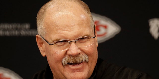 Kansas City Chiefs head coach Andy Reid addresses the media at a news conference Monday, Jan. 20, 2020 at Arrowhead Stadium in Kansas City, Mo. (AP Photo/Charlie Riedel)