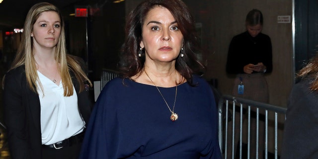 Actress Annabella Sciorra arrives as a witness in Harvey Weinstein's rape trial, in New York, Thursday, Jan. 23, 2020. (AP Photo/Richard Drew)