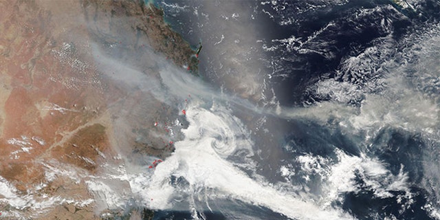 Australia's deadly wildfires can be seen in images taken from space.
