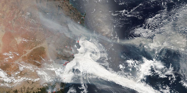 Australia's deadly wildfires can be seen in images taken from space.