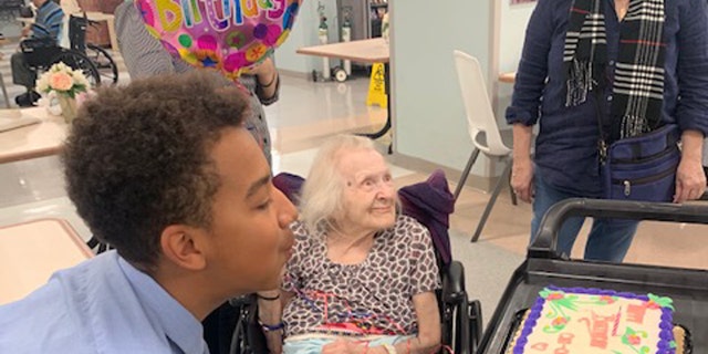 Basti Williams celebrates Hildegard's 94th birthday at the nursing home in the Upper East Side. The two became friends and eventually family through their shared German heritage.