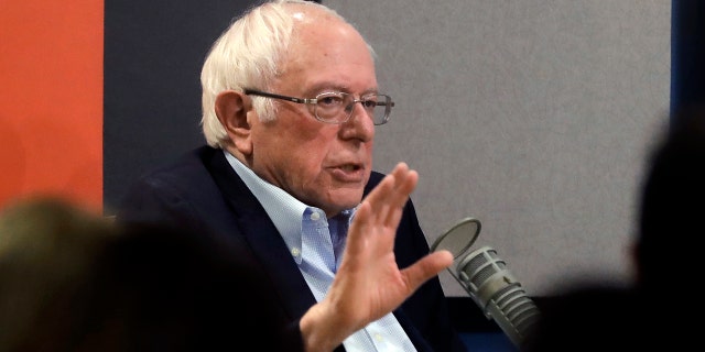 Democratic presidential candidate Sen. Bernie Sanders, I-Vt., speaks during a forum broadcast on radio in a New Hampshire Public Radio station, Sunday, Jan. 19, 2020, in Concord, N.H. (AP Photo/Steven Senne)
