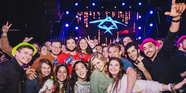 Birthright Israel participants enjoy the 20th-anniversary kick-off festivities.