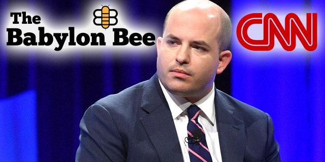 The Babylon Bee poked fun at CNN and correspondent Brian Stelter in a satirical article. (Matt Winkelmeyer/Getty Images for Vanity Fair, Montage)