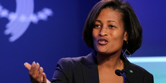 Cheryl Mills, counselor and chief of staff for U.S. Secretary of State Hillary Clinton, speaks during the annual meeting of the Clinton Global Initiative (CGI) in New York, U.S., on Monday, Sept. 24, 2012. Photographer: Jin Lee/Bloomberg via Getty Images