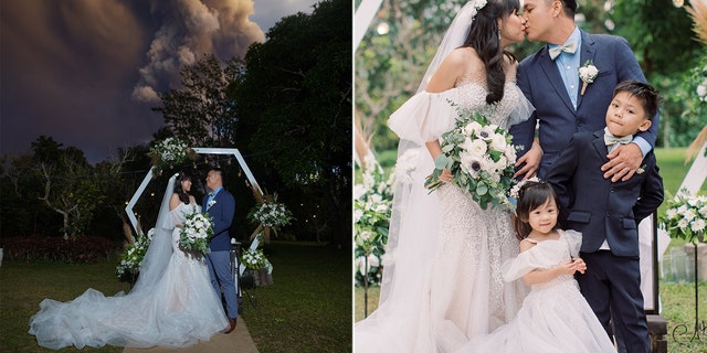 Chino and Kat Vaflor married at a venue roughly 10 miles from Taal Volcano Sunday, right as the volcano was erupting.