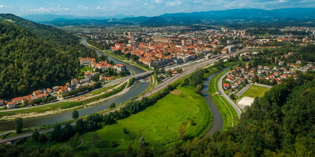 Summer panorama of the old town of Celje, Slovenia