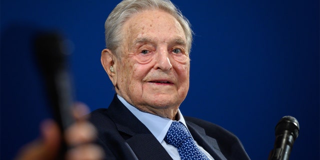 Hungarian-born U.S. investor and philanthropist George Soros looks on after having delivered a speech on the sidelines of the World Economic Forum (WEF) annual meeting, on Jan. 23, 2020, in Davos, eastern Switzerland. (FABRICE COFFRINI/AFP via Getty Images)