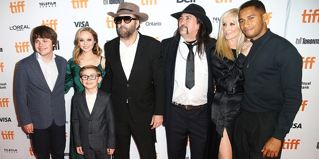 Left to right: Arthur, Julian Hilliard, Nicolas Cage, Richard Stanley, Joely Richardson and Elliot Knight attend the 'Color Out of Space' premiere during the 2019 Toronto International Film Festival at Ryerson Theatre on September 07, 2019, in Toronto, Canada.