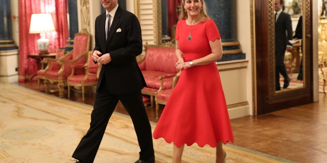 Prince Edward, Earl of Wessex and Sophie, Countess of Wessex arrive at a reception to mark the UK-Africa Investment Summit at Buckingham Palace on January 20, 2020 in London, England.