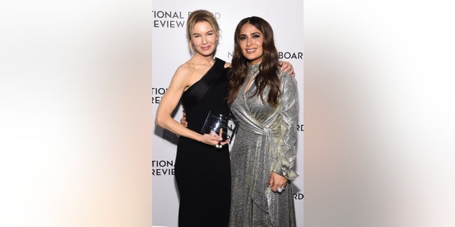Renée Zellweger and Salma Hayek attend The National Board of Review Annual Awards Gala at Cipriani 42nd Street on January 08, 2020 in New York City. (Photo by Jamie McCarthy/Getty Images for National Board of Review)