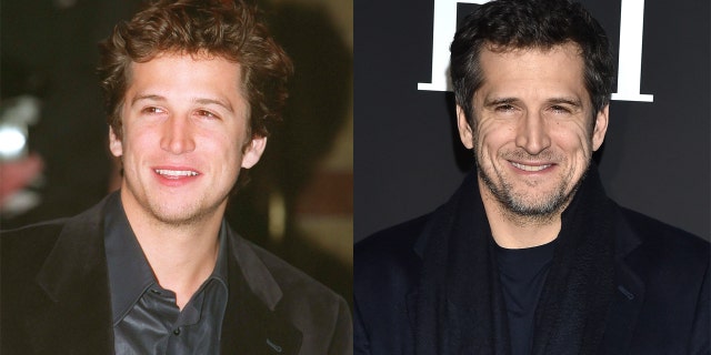 Guillaume Canet at the premiere of "The Beach" (left) and at Paris Fashion Week 2020 (right).