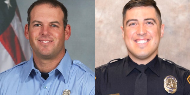 Lubbock Firefighter Lt. David Hill (left) and Police Officer Nicholas Reyna (right) were killed when they were hit by a vehicle while responding to a series of crashes on an interstate as wintry weather was reported in the area.