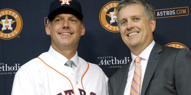 Hinch and Luhnow were fired Monday, Jan. 13, 2020, after being suspended for their roles in the team's extensive sign-stealing scheme from 2017. (AP Photo/Pat Sullivan, File)