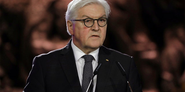 German President Frank-Walter Steinmeier speaks during the World Holocaust Forum in Jerusalem on Thursday. (Abir Sultan/Pool Photo via AP)