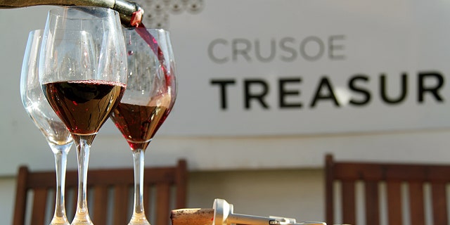 Crusoe Treasure whites and reds wines with vestiges of seaweed still attached to the bottle which buyers find part of the charm.