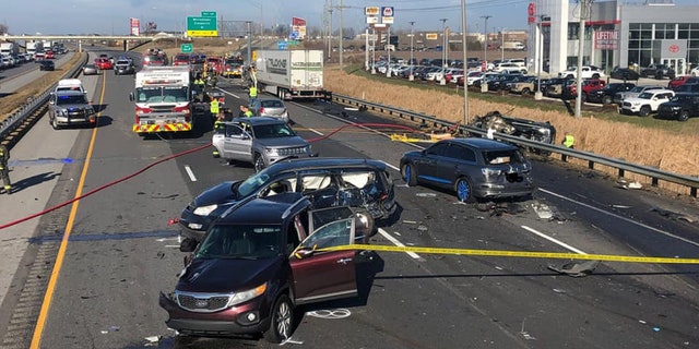 The crash happened on the northbound lanes of Interstate 65 around 11 a.m. on Sunday.