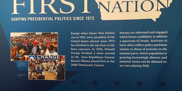 The Iowa Caucuses display at the State Historical Museum of Iowa, on Jan. 15, 2020