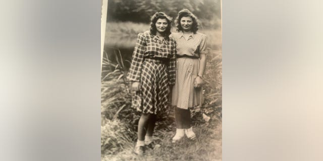 Irene Buchman and her sister Olga Berkowitz Jaeger soon after they were liberated.