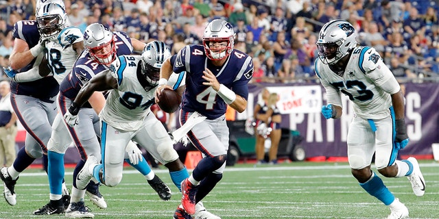 The pressure is on Stidham. (Photo by Fred Kfoury III/Icon Sportswire via Getty Images)