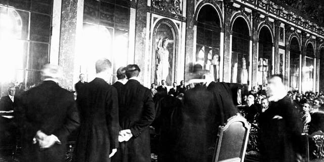 Treaty of Versailles, 1919 in France. (AP Photo)